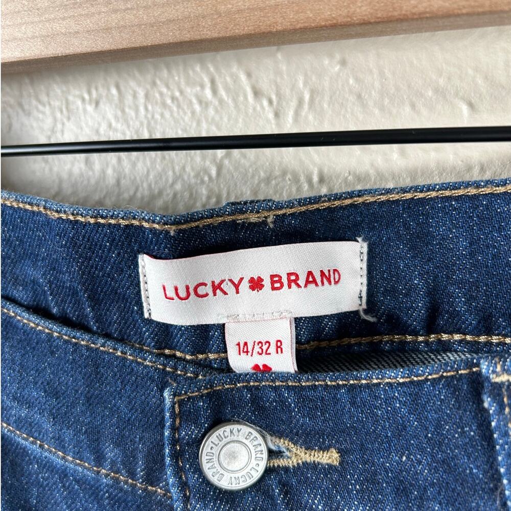 Lucky Brand Jeans Women's Size 14 Boy Mid Rise Relaxed Straight Denim Dark Wash - Picture 3 of 10